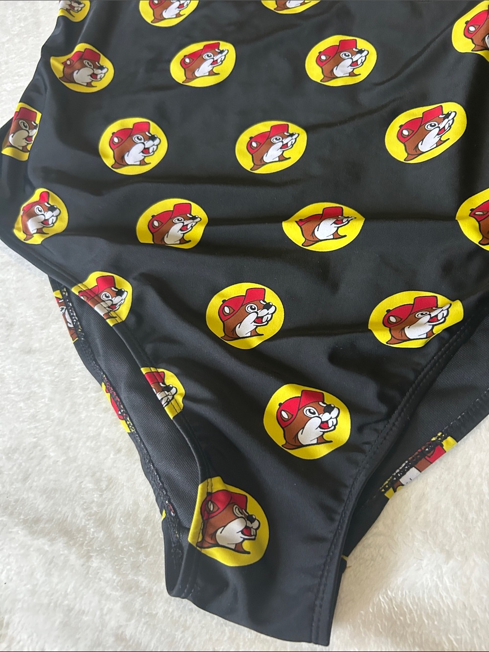 Women’s Black Buccee’s Swim One-Piece with Red & Yellow Beaver Print-XL - Picture 8 of 10